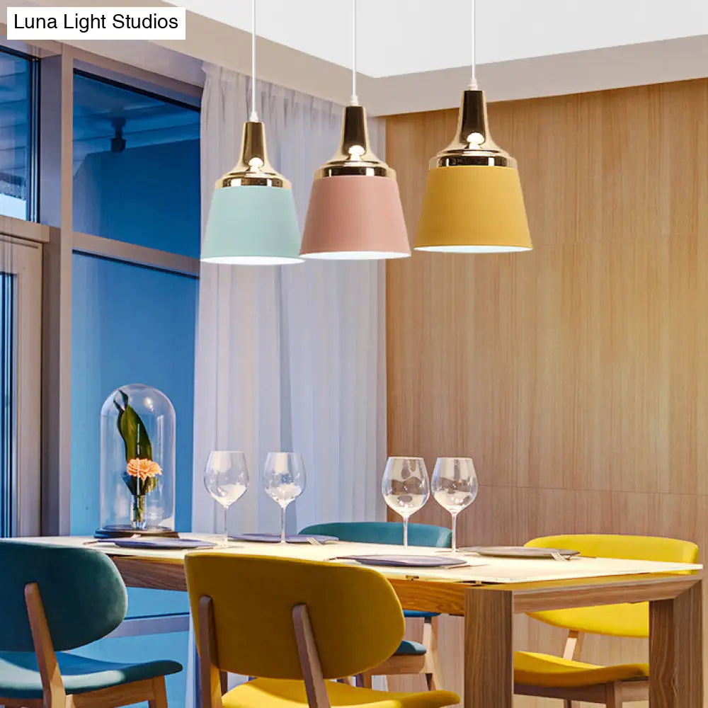 Macaron Colored Pendant Light: Nordic Single Head, Cloth Shop Bucket Suspension Design