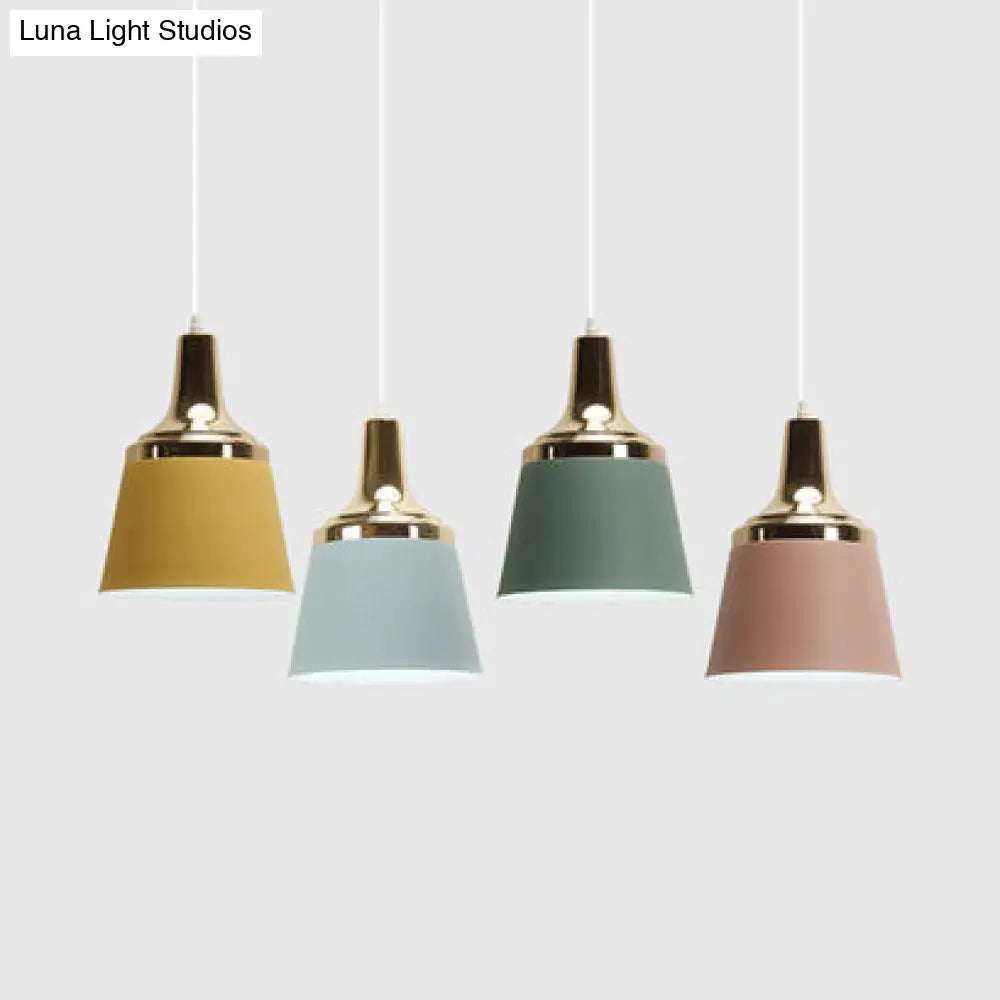 Macaron Colored Pendant Light: Nordic Single Head, Cloth Shop Bucket Suspension Design