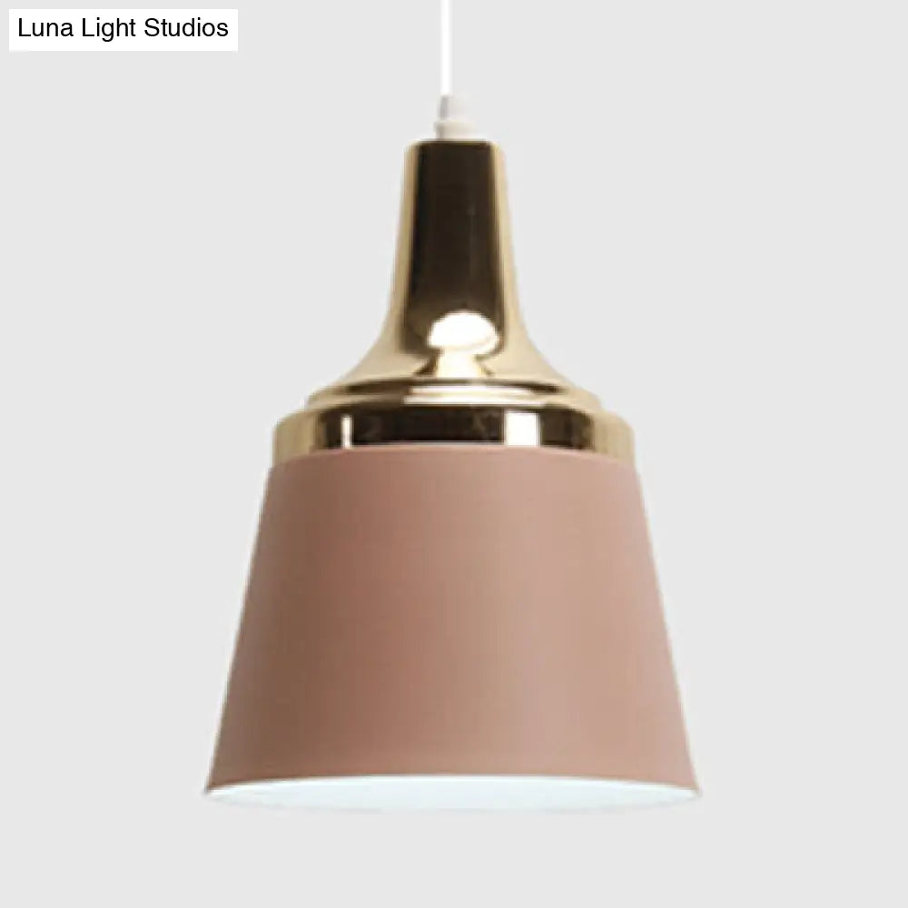 Macaron Colored Pendant Light: Nordic Single Head, Cloth Shop Bucket Suspension Design