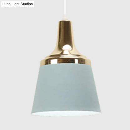 Macaron Colored Pendant Light: Nordic Single Head, Cloth Shop Bucket Suspension Design