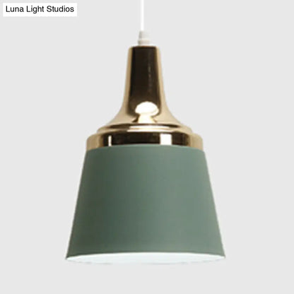 Macaron Colored Pendant Light: Nordic Single Head, Cloth Shop Bucket Suspension Design