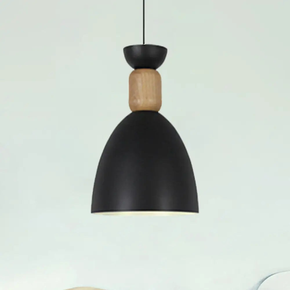 Macaron Dining Room Suspended Light Fixture with Metal and Wood Accents