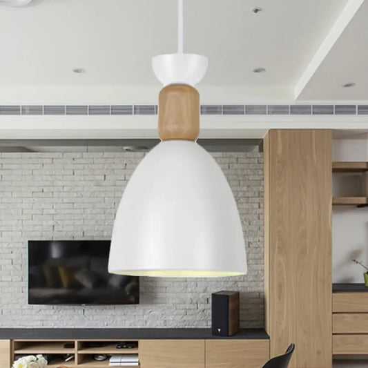 Macaron Dining Room Suspended Light Fixture with Metal and Wood Accents