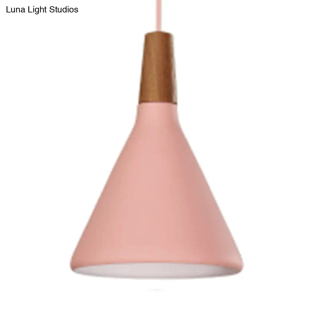 Macaron Funnel Pendant Lamp - Single Light Hanging Light for Bedroom or Bathroom