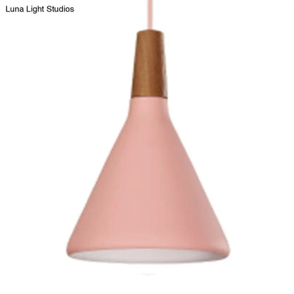 Macaron Funnel Pendant Lamp - Single Light Hanging Light for Bedroom or Bathroom