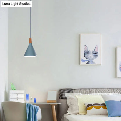 Macaron Funnel Pendant Lamp - Single Light Hanging Light for Bedroom or Bathroom