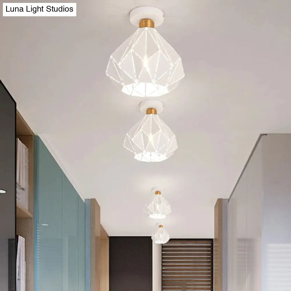 DecorBites™ DecorBites™ Macaron Iron Ceiling Light: Laser-Cut Diamond Shape, Semi Flush Mount, 1 Head for Corridors
