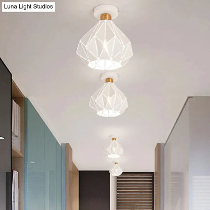 DecorBites™ DecorBites™ Macaron Iron Ceiling Light: Laser-Cut Diamond Shape, Semi Flush Mount, 1 Head for Corridors
