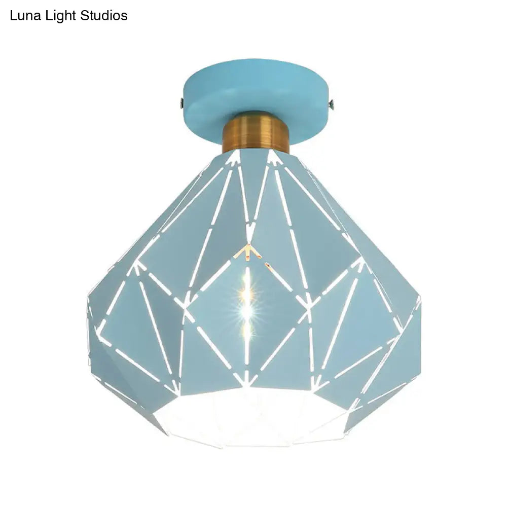 DecorBites™ DecorBites™ Macaron Iron Ceiling Light: Laser-Cut Diamond Shape, Semi Flush Mount, 1 Head for Corridors