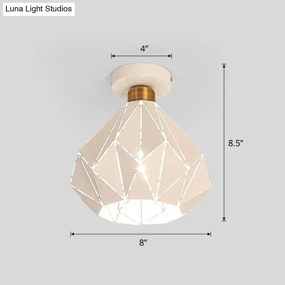 DecorBites™ DecorBites™ Macaron Iron Ceiling Light: Laser-Cut Diamond Shape, Semi Flush Mount, 1 Head for Corridors