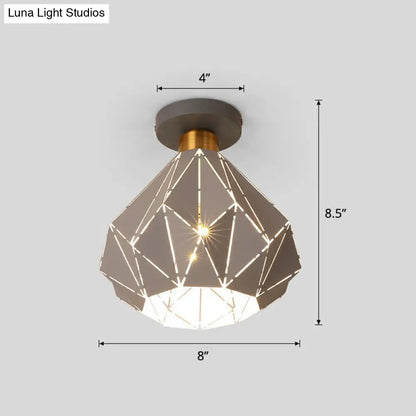 DecorBites™ DecorBites™ Macaron Iron Ceiling Light: Laser-Cut Diamond Shape, Semi Flush Mount, 1 Head for Corridors