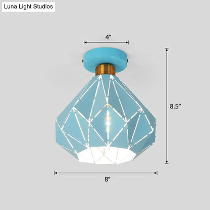 DecorBites™ DecorBites™ Macaron Iron Ceiling Light: Laser-Cut Diamond Shape, Semi Flush Mount, 1 Head for Corridors