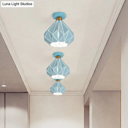 DecorBites™ DecorBites™ Macaron Iron Ceiling Light: Laser-Cut Diamond Shape, Semi Flush Mount, 1 Head for Corridors