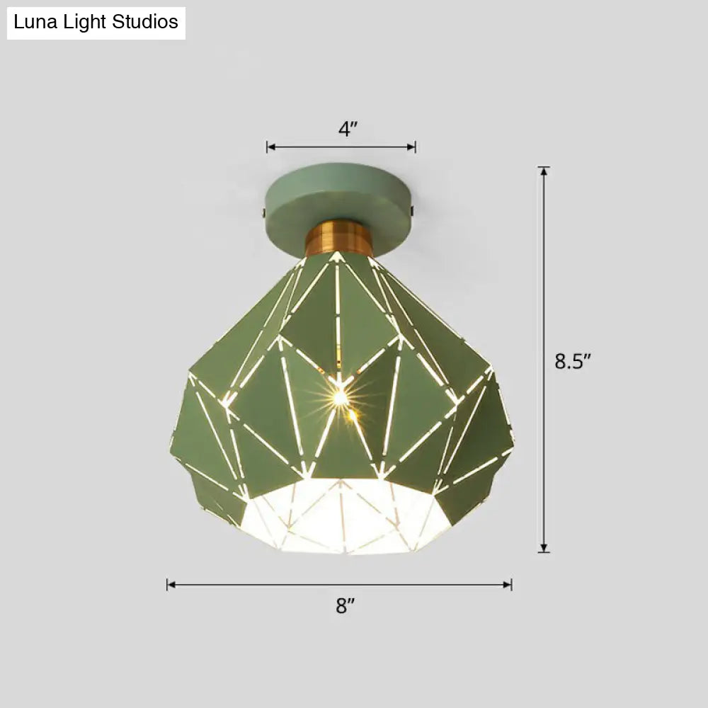DecorBites™ DecorBites™ Macaron Iron Ceiling Light: Laser-Cut Diamond Shape, Semi Flush Mount, 1 Head for Corridors