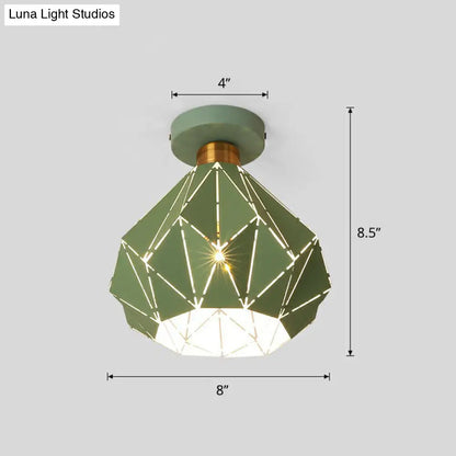 DecorBites™ DecorBites™ Macaron Iron Ceiling Light: Laser-Cut Diamond Shape, Semi Flush Mount, 1 Head for Corridors