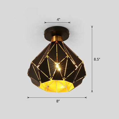 DecorBites™ DecorBites™ Macaron Iron Ceiling Light: Laser-Cut Diamond Shape, Semi Flush Mount, 1 Head for Corridors