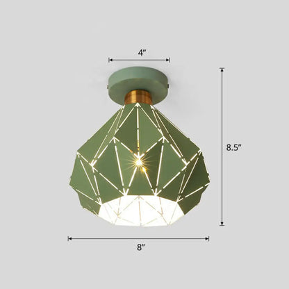 DecorBites™ DecorBites™ Macaron Iron Ceiling Light: Laser-Cut Diamond Shape, Semi Flush Mount, 1 Head for Corridors
