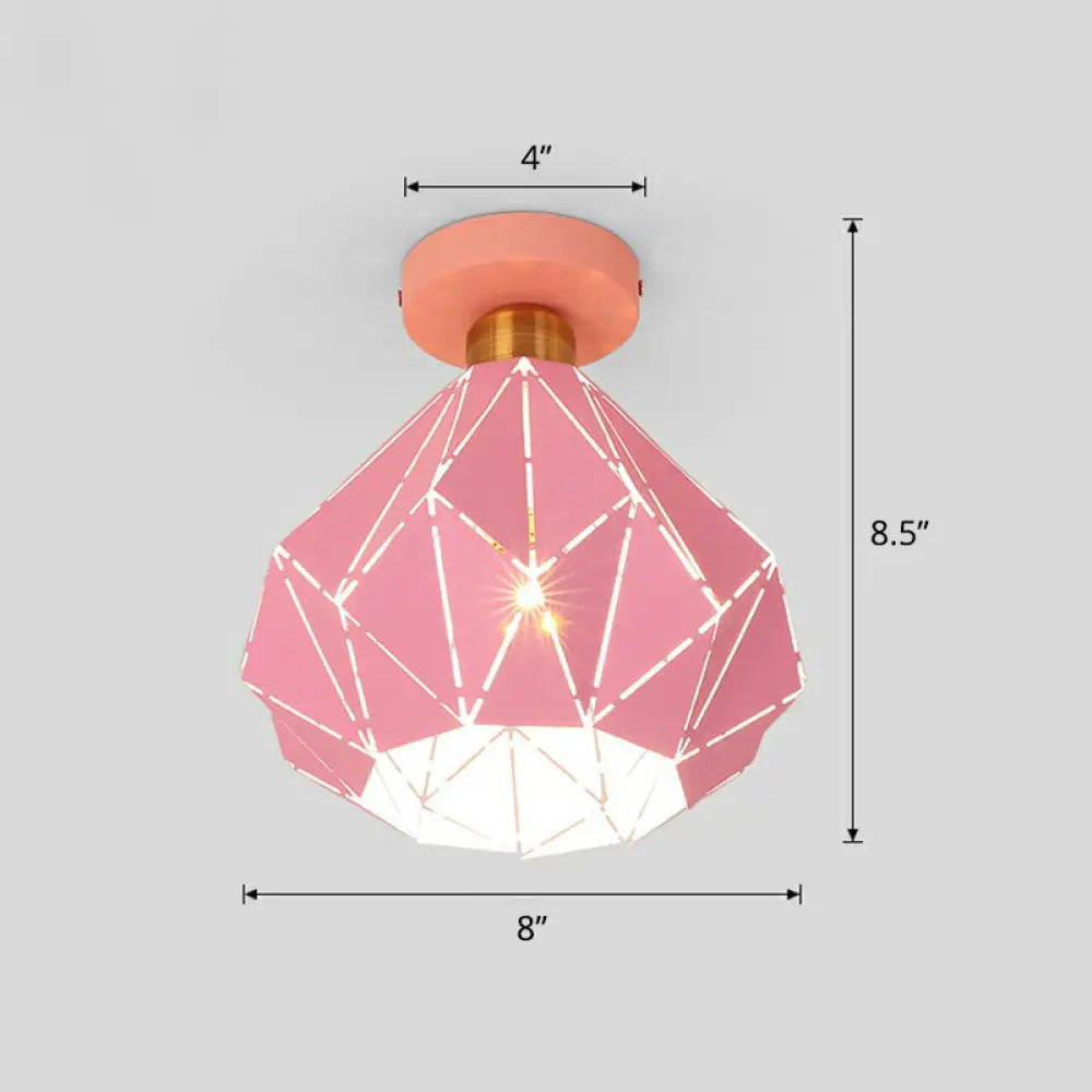 DecorBites™ DecorBites™ Macaron Iron Ceiling Light: Laser-Cut Diamond Shape, Semi Flush Mount, 1 Head for Corridors