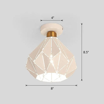 DecorBites™ DecorBites™ Macaron Iron Ceiling Light: Laser-Cut Diamond Shape, Semi Flush Mount, 1 Head for Corridors