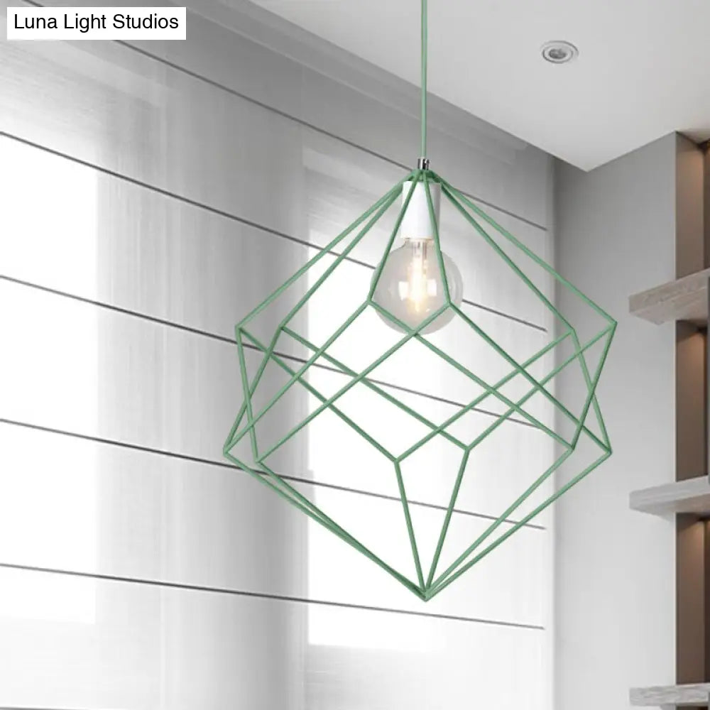 Macaron Iron Cube Pendant Light - Stylish Dining Table and Hallway Hanging Lamp