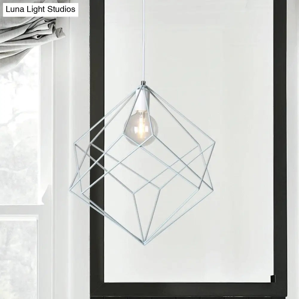 Macaron Iron Cube Pendant Light - Stylish Dining Table and Hallway Hanging Lamp