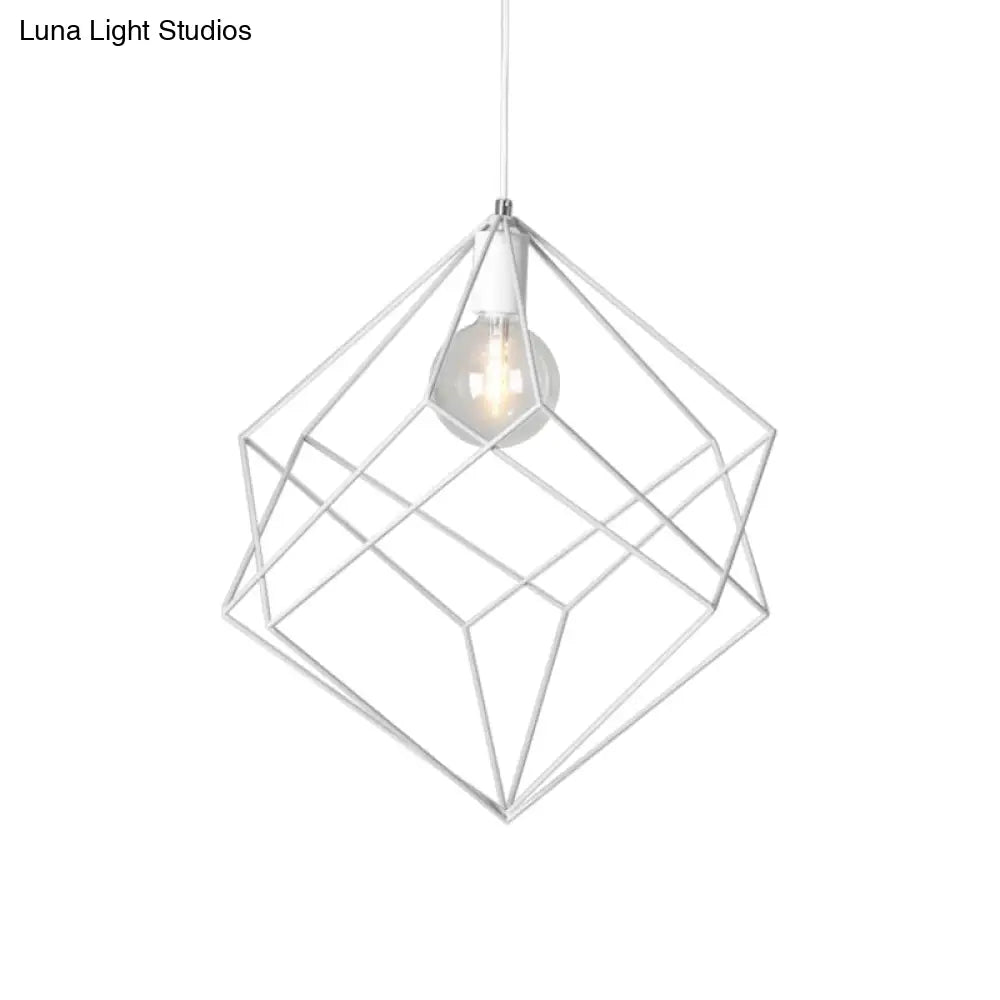 Macaron Iron Cube Pendant Light - Stylish Dining Table and Hallway Hanging Lamp