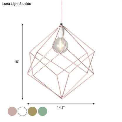 Macaron Iron Cube Pendant Light - Stylish Dining Table and Hallway Hanging Lamp