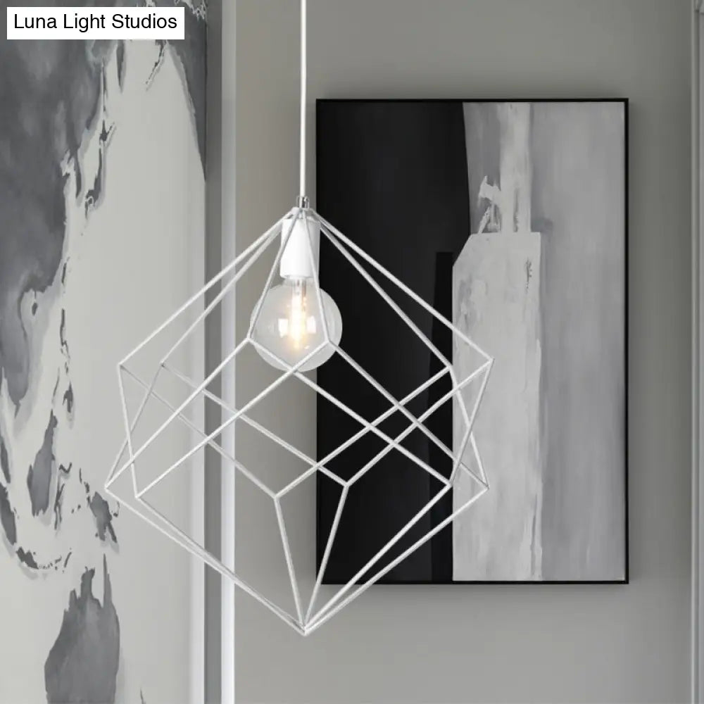 Macaron Iron Cube Pendant Light - Stylish Dining Table and Hallway Hanging Lamp