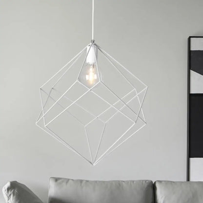 Macaron Iron Cube Pendant Light - Stylish Dining Table and Hallway Hanging Lamp