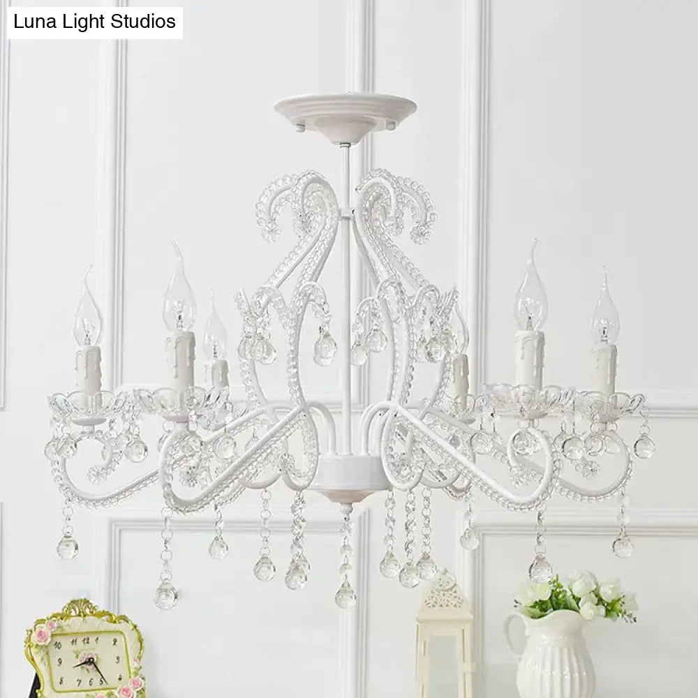 DecorBites™ DecorBites™ Macaron Kids Bedroom Chandelier- 6-Light Ceiling Fixture with Candle and Clear Crystal Decoration