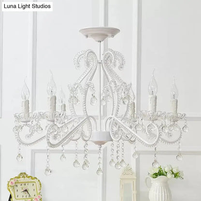 DecorBites™ DecorBites™ Macaron Kids Bedroom Chandelier- 6-Light Ceiling Fixture with Candle and Clear Crystal Decoration