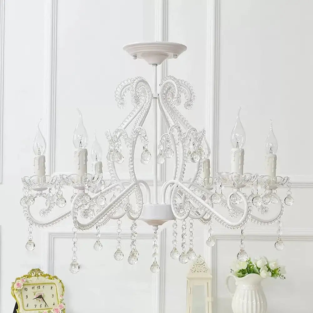 DecorBites™ DecorBites™ Macaron Kids Bedroom Chandelier- 6-Light Ceiling Fixture with Candle and Clear Crystal Decoration