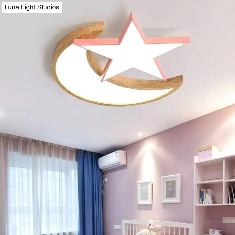 DecorBites™ DecorBites™ Macaron LED Ceiling Light with Moon and Star Design for Lovely Bedroom Décor