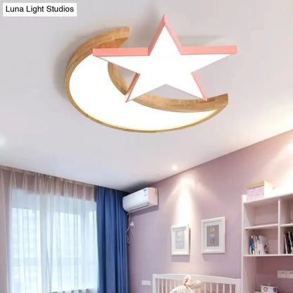 DecorBites™ DecorBites™ Macaron LED Ceiling Light with Moon and Star Design for Lovely Bedroom Décor