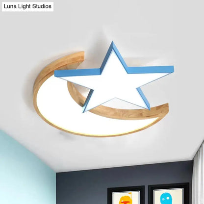 DecorBites™ DecorBites™ Macaron LED Ceiling Light with Moon and Star Design for Lovely Bedroom Décor