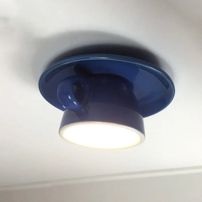 DecorBites™ DecorBites™ Macaron LED Flush Mount Ceiling Light in Pink/Blue/Yellow Ceramic Finish for Coffee Lovers