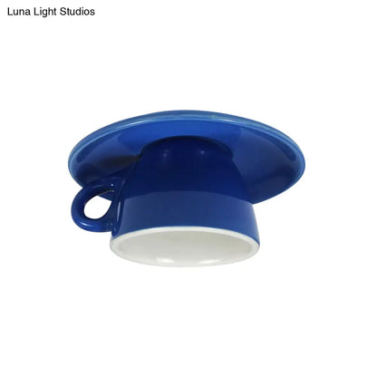 DecorBites™ DecorBites™ Macaron LED Flush Mount Ceiling Light in Pink/Blue/Yellow Ceramic Finish for Coffee Lovers