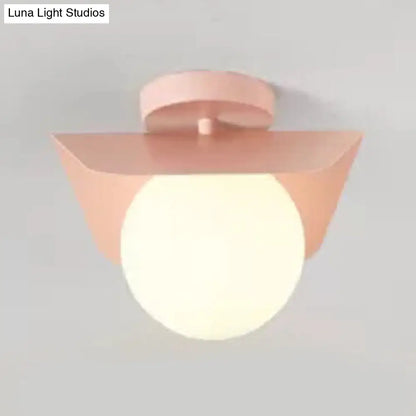 DecorBites™ DecorBites™ Macaron Loft Flush Mount Light: Orb Shade, Frosted Glass, 1-Bulb Ceiling Fixture for Hallway