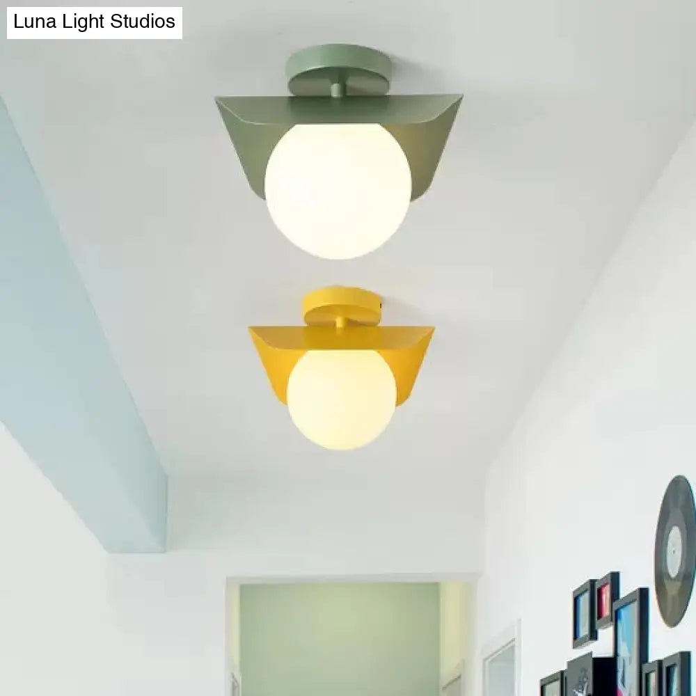 DecorBites™ DecorBites™ Macaron Loft Flush Mount Light: Orb Shade, Frosted Glass, 1-Bulb Ceiling Fixture for Hallway