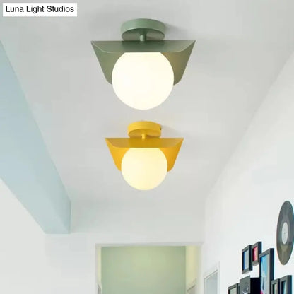 DecorBites™ DecorBites™ Macaron Loft Flush Mount Light: Orb Shade, Frosted Glass, 1-Bulb Ceiling Fixture for Hallway