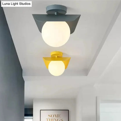 DecorBites™ DecorBites™ Macaron Loft Flush Mount Light: Orb Shade, Frosted Glass, 1-Bulb Ceiling Fixture for Hallway