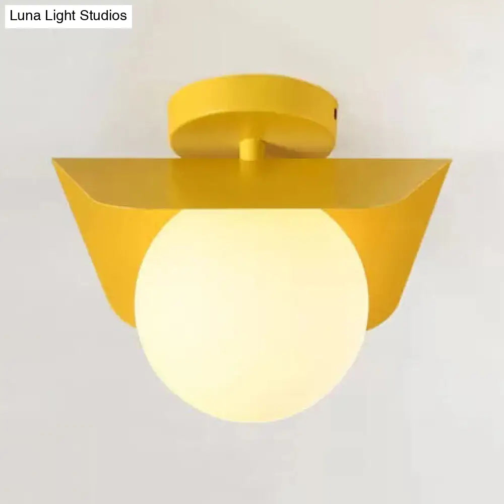 DecorBites™ DecorBites™ Macaron Loft Flush Mount Light: Orb Shade, Frosted Glass, 1-Bulb Ceiling Fixture for Hallway
