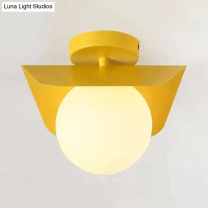 DecorBites™ DecorBites™ Macaron Loft Flush Mount Light: Orb Shade, Frosted Glass, 1-Bulb Ceiling Fixture for Hallway
