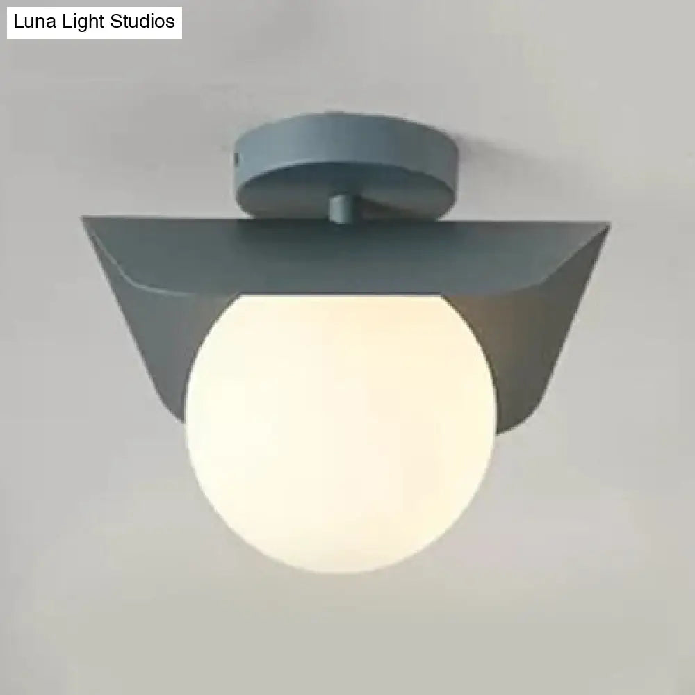 DecorBites™ DecorBites™ Macaron Loft Flush Mount Light: Orb Shade, Frosted Glass, 1-Bulb Ceiling Fixture for Hallway
