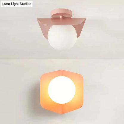 DecorBites™ DecorBites™ Macaron Loft Flush Mount Light: Orb Shade, Frosted Glass, 1-Bulb Ceiling Fixture for Hallway
