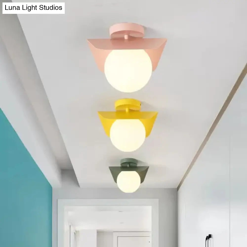 DecorBites™ DecorBites™ Macaron Loft Flush Mount Light: Orb Shade, Frosted Glass, 1-Bulb Ceiling Fixture for Hallway