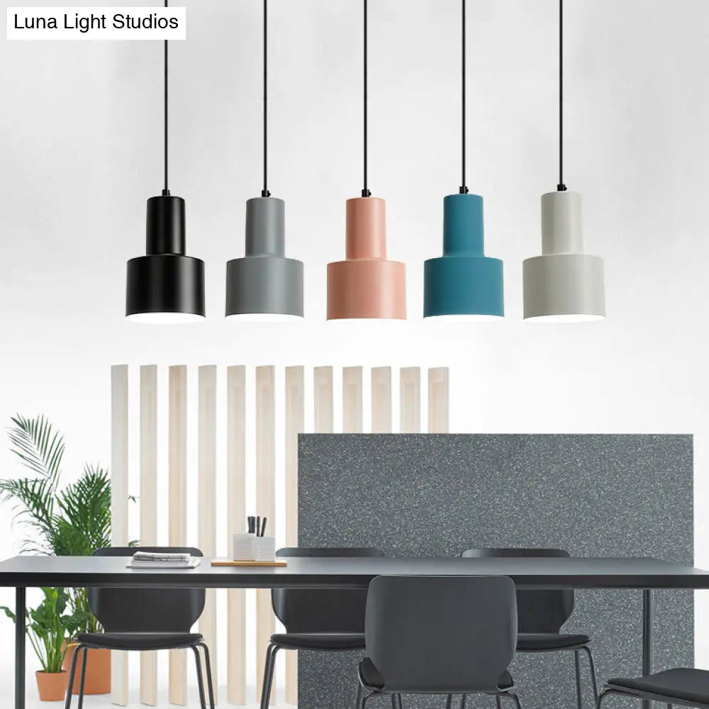 Macaron Loft Pendant Ceiling Light - Metallic Cylinder Design for Meeting Room