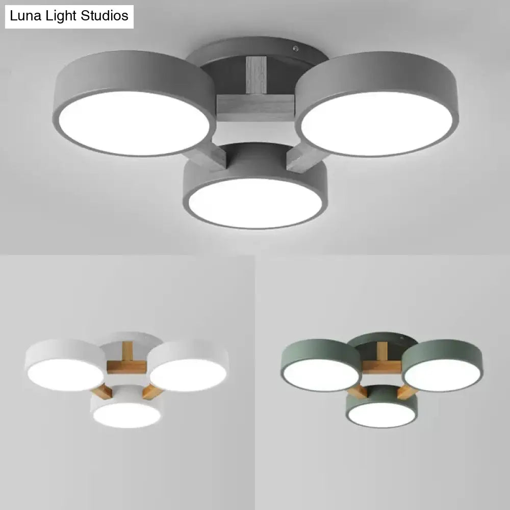 DecorBites™ DecorBites™ Macaron Loft Semi Flush Mount Ceiling Light - Metal Drum Fixture with 3 Heads for Living Rooms