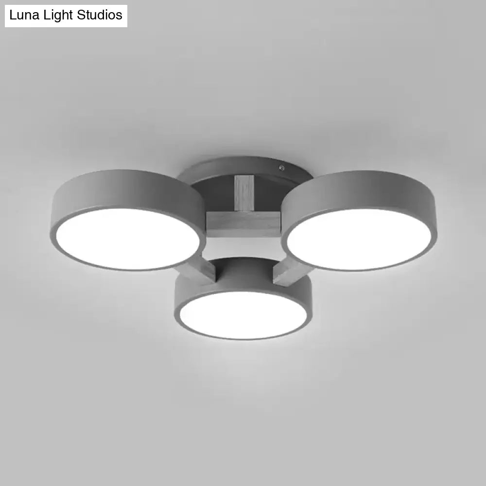 DecorBites™ DecorBites™ Macaron Loft Semi Flush Mount Ceiling Light - Metal Drum Fixture with 3 Heads for Living Rooms