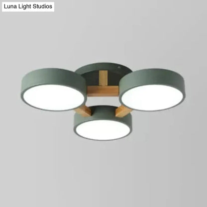 DecorBites™ DecorBites™ Macaron Loft Semi Flush Mount Ceiling Light - Metal Drum Fixture with 3 Heads for Living Rooms